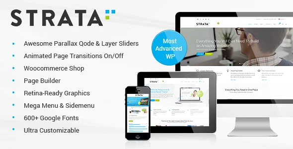 Strata - Professional Multi-Purpose Theme WordPress theme homepage layout for a animations corporate website