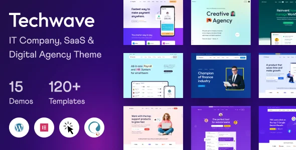 Techwave - IT Solutions, SaaS & Agency WordPress Theme WordPress theme homepage layout for a agency corporate website