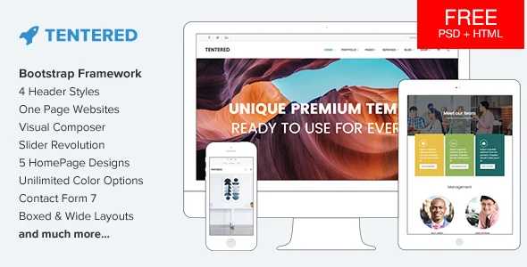 Tentered - Multi Purpose WordPress Theme WordPress theme homepage layout for a business corporate website