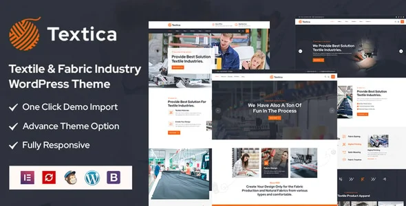 Textica - Textile & Fabric Industry WordPress Theme WordPress theme homepage layout for a boutiques corporate website