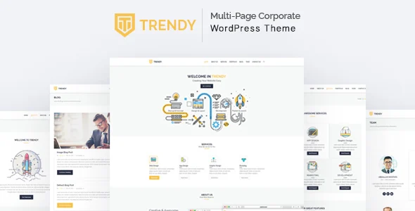 Trendy - MultiPage Corporate WordPress Theme WordPress theme homepage layout for a agency corporate website