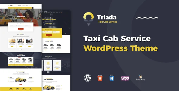 Triada - Taxi Cab Service Company WordPress Theme WordPress theme homepage layout for a airport corporate website