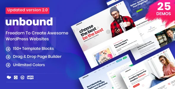 Unbound - Business Agency Multipurpose Theme WordPress theme homepage layout for a agency corporate website
