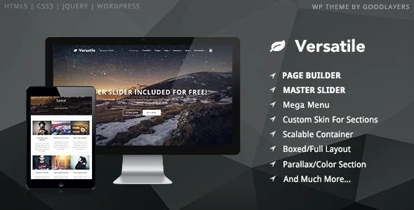 Versatile - Responsive Multi-Purpose WordPress WordPress theme homepage layout for a agency corporate website