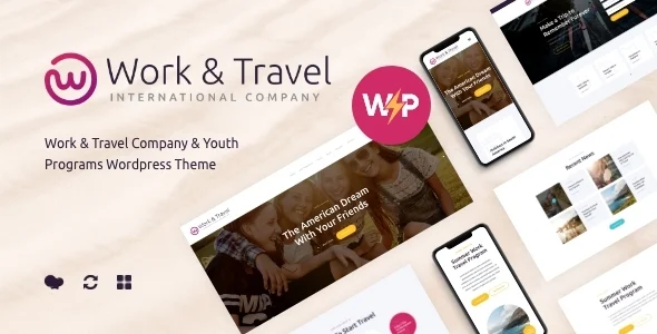 Work & Travel Company - Youth Programs Theme WordPress theme homepage layout for a agency corporate website