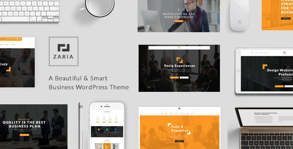Zaria - A Beautiful Business Responsive WordPress Theme WordPress theme homepage layout for a agency corporate website