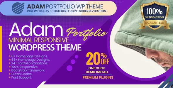 ADAM - Minimal Responsive Portfolio WordPress Theme WordPress theme homepage layout for a agency creative website