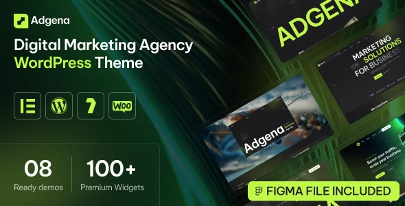 Adgena - SEO & Marketing Agency WordPress Theme WordPress theme homepage layout for a agency creative website