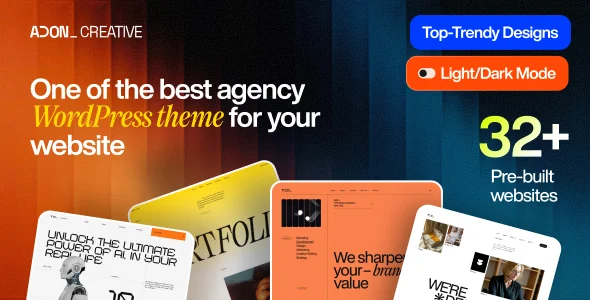 Adon – Creative Agency Portfolio WordPress Theme WordPress theme homepage layout for a agency creative website