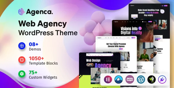 Agenca - Web Design Agency WordPress Theme WordPress theme homepage layout for a agency creative website
