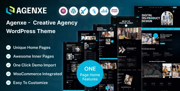 Agenxe – Creative Agency WordPress Theme WordPress theme homepage layout for a agency creative website