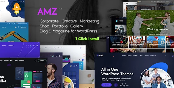 AMZ - All in One Creative WordPress Theme WordPress theme homepage layout for a All in One WordPress Themes creative website