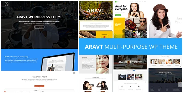 Aravt - Creative MultiPurpose Theme WordPress theme homepage layout for a Aravt creative website