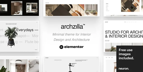 Archzilla - Minimal WordPress Theme for Interior Design and Architecture WordPress theme homepage layout for a agency creative website