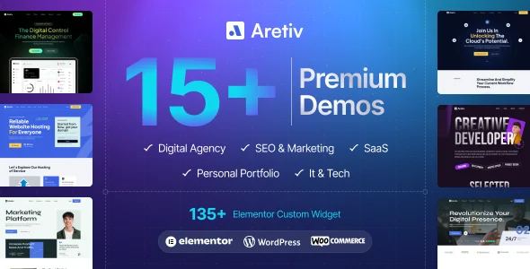 Aretiv - Creative Digital Agency WordPress Theme WordPress theme homepage layout for a agency website template creative website