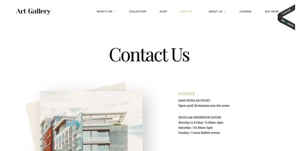 Arte | Gallery & Museum WordPress Theme — content section layout