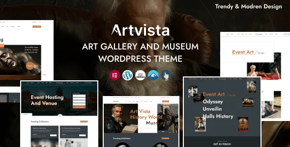 Artvista - Art Gallery & Museum WordPress Theme — homepage layout