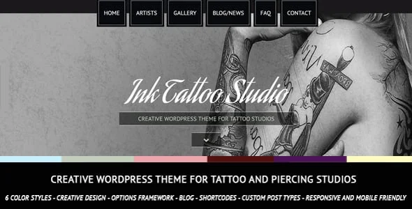 Ink Tattoo Studio - Creative WordPress Theme — homepage layout