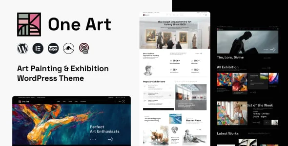 One Art - Portfolio & Artist WordPress Theme — homepage layout