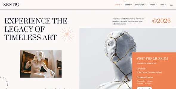 Zentiq – Museum & Art-Gallery WordPress Theme — case study or portfolio page