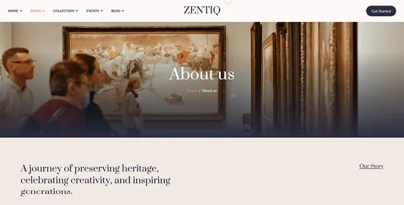 Zentiq – Museum & Art-Gallery WordPress Theme — content section layout