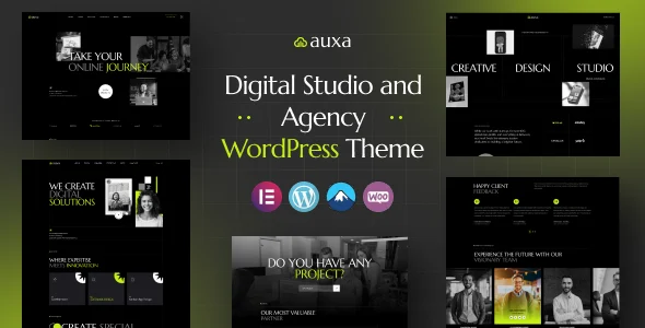 Auxa - Digital Studio and Agency WordPress Theme WordPress theme homepage layout for a agency creative website
