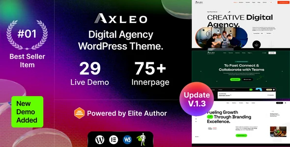 Axleo - Digital Agency WordPress Theme WordPress theme homepage layout for a agency creative website