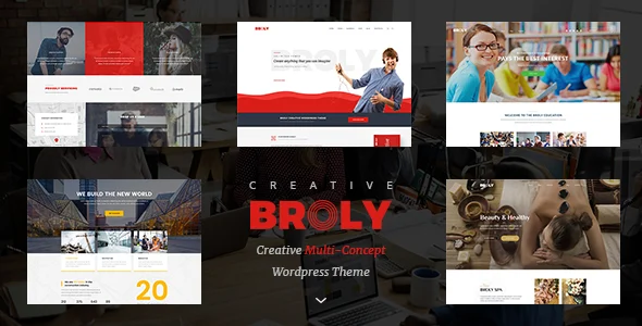 Broly - Creative Multi-Concept WordPress Theme WordPress theme homepage layout for a business creative website