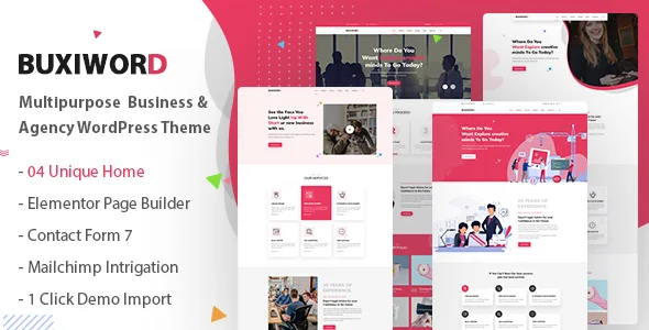 Buxiword - Digital Agency WordPress Theme WordPress theme homepage layout for a agency creative website