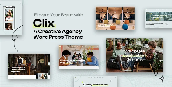 Clix - Creative Digital Agency WordPress Theme WordPress theme homepage layout for a agency creative website
