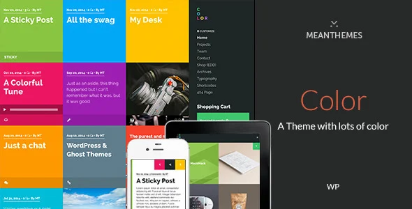 Color: A Blog & Portfolio Theme with lots of color WordPress theme homepage layout for a block creative website