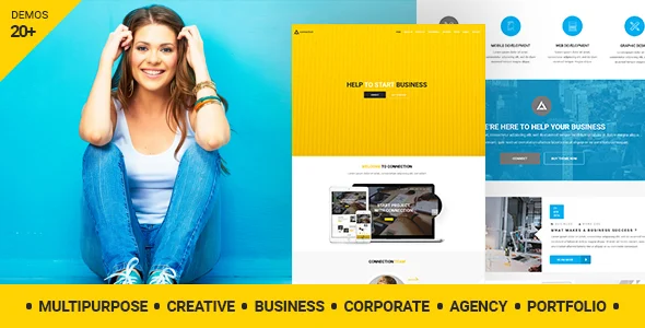 Connection – Creative Agency WordPress Theme WordPress theme homepage layout for a agency creative website