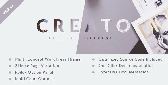 Creato - Parallax WordPress Theme WordPress theme homepage layout for a agency creative website