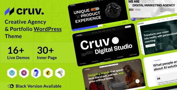 Cruv - Creative Agency & Portfolio WordPress Theme WordPress theme homepage layout for a agency creative website