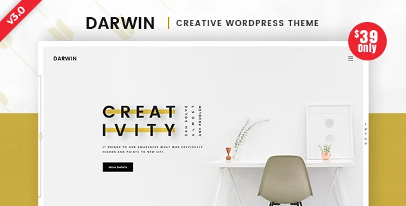 Darwin | Creative WordPress Theme WordPress theme homepage layout for a agency creative website