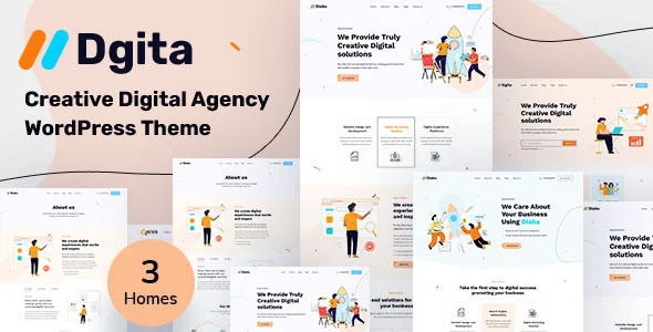 Dgita - Creative Digital Agency WordPress Theme WordPress theme homepage layout for a agency creative website