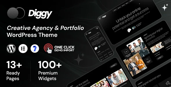 Diggy - Creative Agency WordPress Theme WordPress theme homepage layout for a agency creative website