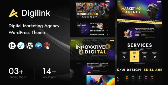 Digilink - Digital Marketing Agency WordPress Theme WordPress theme homepage layout for a agency creative website