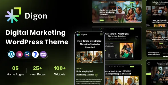 Digon - SEO and Digital Marketing Agency WordPress Theme WordPress theme homepage layout for a branding agency creative website