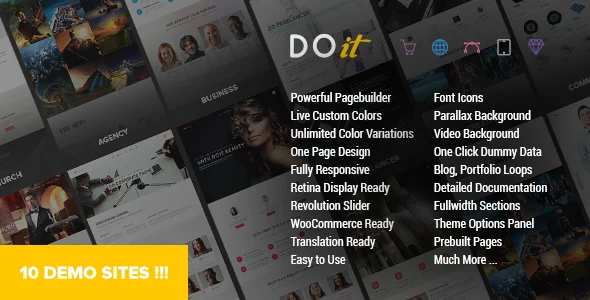 DOIT - Creative MultiPurpose Theme WordPress theme homepage layout for a corporate creative website