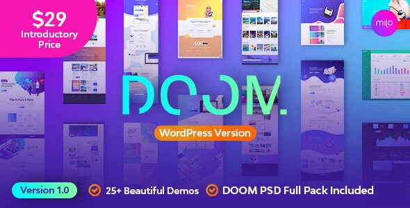 Doom - Multi-Purpose WordPress Theme WordPress theme homepage layout for a agency creative website