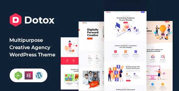 Dotox - Multipurpose Creative Agency WordPess Theme WordPress theme homepage layout for a agency creative website
