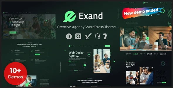 Exand - Creative Agency WordPress Theme WordPress theme homepage layout for a agency creative website