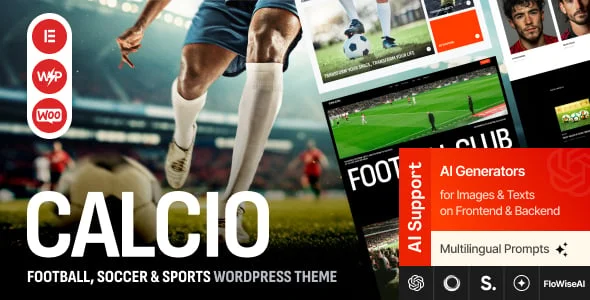 Calcio - Football & Soccer Elementor WordPress Theme — homepage layout
