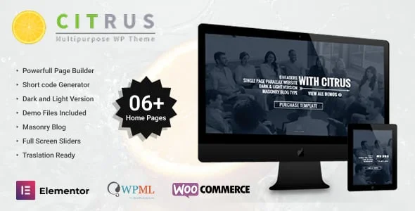 Citrus - One Page WordPress — homepage layout