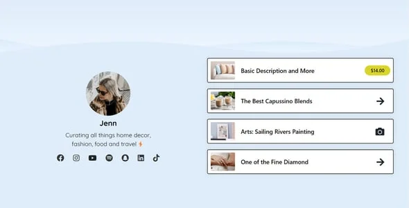 Meeek - Bio Links Builder Theme — service and pricing page