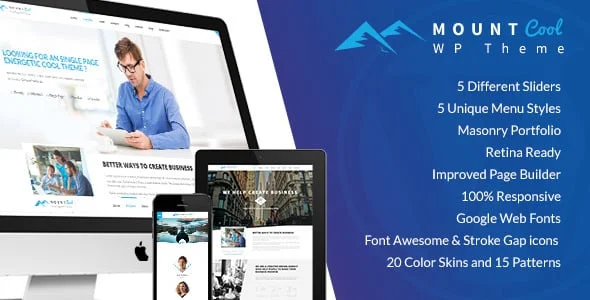 MountCool -  Single Page Portfolio WordPress Theme — homepage layout