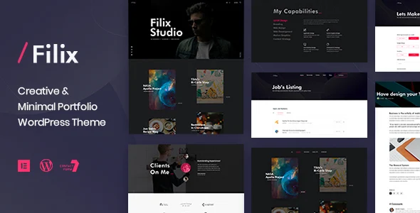 Filix - Creative Minimal Portfolio WordPress Theme WordPress theme homepage layout for a creative creative website