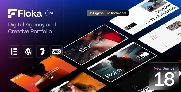 Floka - Digital Agency & Portfolio WordPress Theme WordPress theme homepage layout for a agency creative website