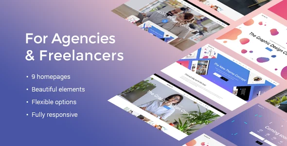 Fuzion - Design Agency WordPress Theme WordPress theme homepage layout for a agency creative website